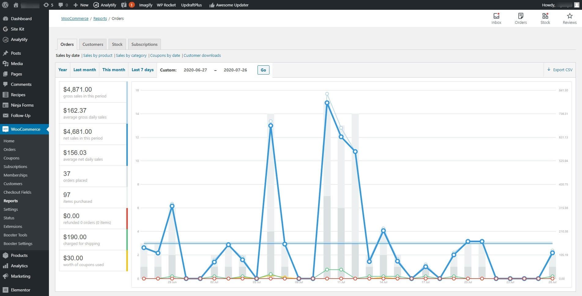 Ecom Launcher Promo - Client Website Backend Dashboard Orders Report