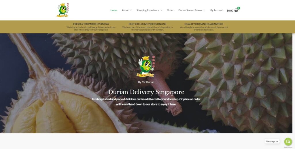 Durian Delivery Client Website