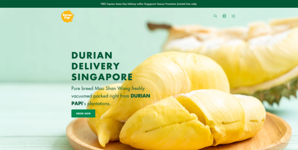 YPS SME Reviews - Website Screenshot - Durian Papi www.durianpapi.sg