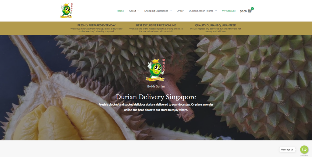 YPS SME Reviews - Website Screenshot - Durian Seller Singapore duriansellersingapore